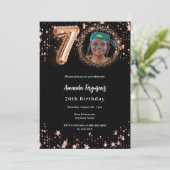 Goldenes Foto der Black Rose zum 70. Einladung (Stehend Vorderseite)