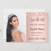 Goldenes Foto der Quinceanera-Rose Save The Date (Vorderseite)