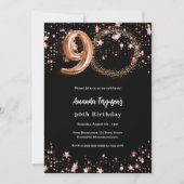 Goldenes Foto der Schwarzen Rose zum 90. Geburtsta Einladung (Vorderseite)