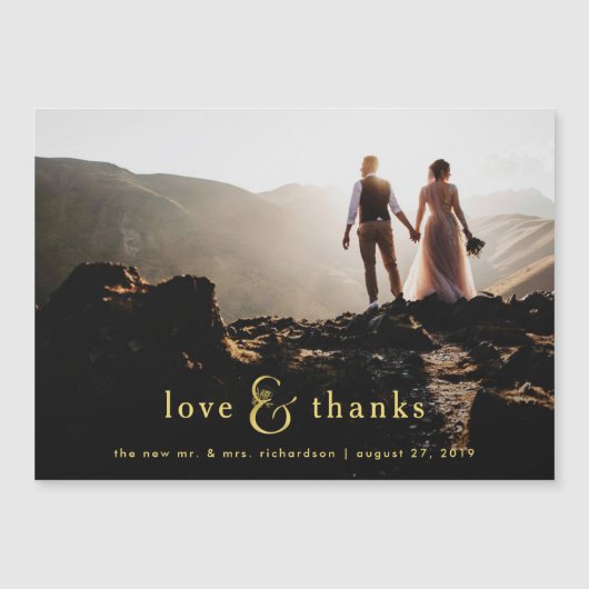 Goldenes Foto des Etzeichen-| danken Ihnen Magnetkarte (Vorderseite)