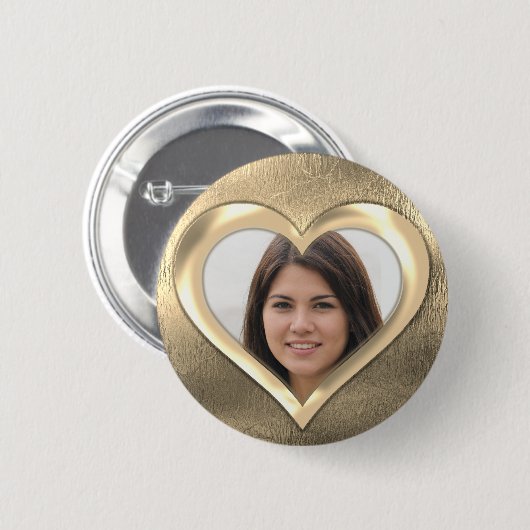 Goldenes Foto-Frame-Herz Button (Vorne & Hinten)