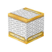 Goldenes Foto Frame I + Ihr Foto und Text Würfel (Rückseite Schrägansicht)