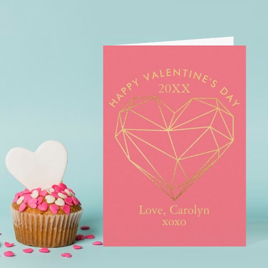 Goldenes Foto Geometrisches Herz Valentinstag Feiertagskarte