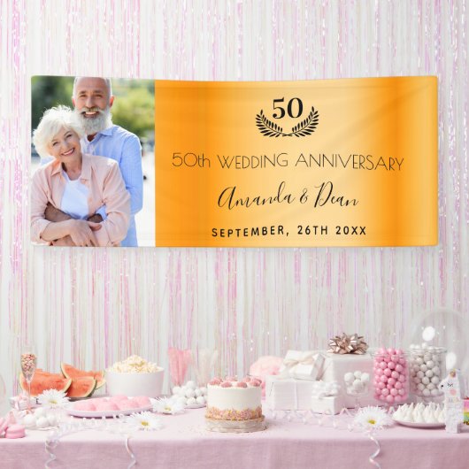 Goldenes Foto zum 50. Hochzeitstag Banner (Party)