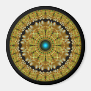 Goldenes Fraktal leuchtendes Ornament Mandala Magnet