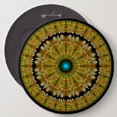Goldenes Fraktal mit hellen Ornamenten Button (Vorne & Hinten)