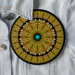 Goldenes Fraktal mit hellen Ornamenten Button