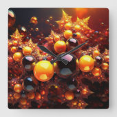 Goldenes Fraktal Quadratische Wanduhr (Vorderseite)