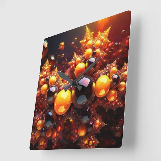 Goldenes Fraktal Quadratische Wanduhr (Winkel)