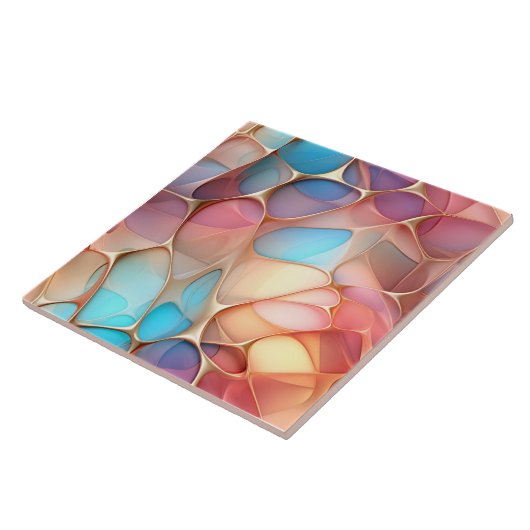 Goldenes Fraktal Voronoi mit Rainbow Tint Fliese (Seite)