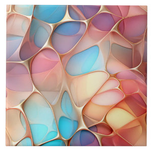 Goldenes Fraktal Voronoi mit Regenbogen-Tönung Fliese