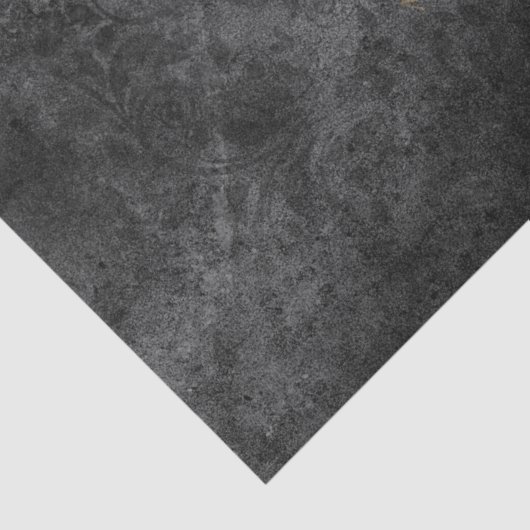 Goldenes Französisches Skript auf Distressive Gray Seidenpapier (Detail)