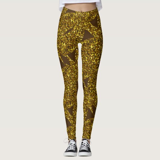 Goldenes funkelnd abstraktes Muster Leggings (Vorderseite)