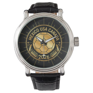 Goldenes Fußball-Emblem 2026 Mexiko USA Kanada Armbanduhr