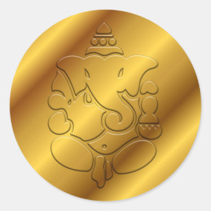 Goldenes Ganesha Runder Aufkleber