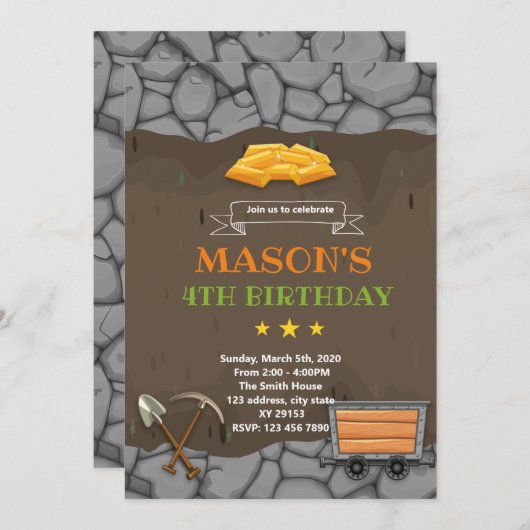 Goldenes Geburtstagsthema Einladung (Vorne/Hinten)