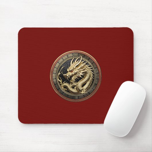 Goldenes geheiligtes östliches Drachenmedaillon Mousepad (Mit Mouse)