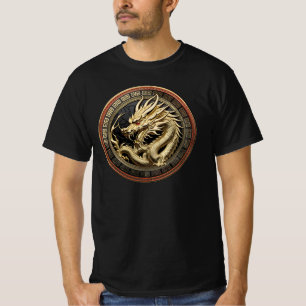 Goldenes geheiligtes östliches Drachenmedaillon T-Shirt