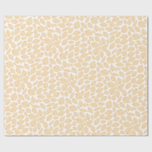 Goldenes Gelb über weißem Leaf-Muster Geschenkpapier (Flach)