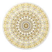 Goldenes gelbes Mandala-Muster Keramikknauf (Vorderseite)