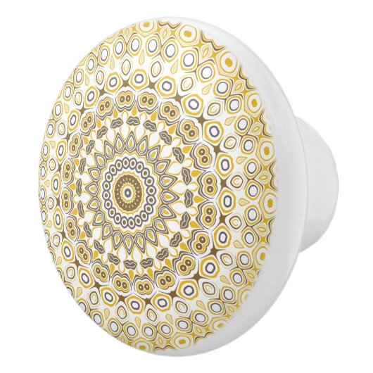 Goldenes gelbes Mandala-Muster Keramikknauf (Rechts)
