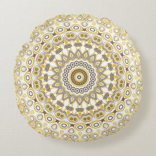 Goldenes gelbes Mandala-Muster Rundes Kissen