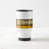 Goldenes gelbes Monogrammmuster Reisebecher (Mittel)