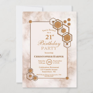 Goldenes geometrisches 21. Geburtstags-Party Einladung