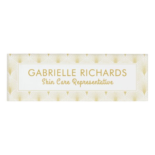 Goldenes geometrisches Art-Deko-Muster Namenschild (Vorderseite)