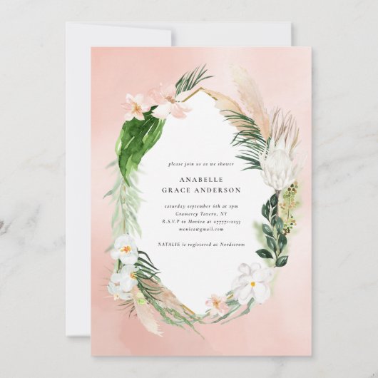 Goldenes, geometrisches Blattwerk Save The Date (Rückseite)