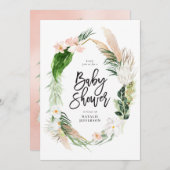 Goldenes, geometrisches Blattwerk Save The Date (Vorne/Hinten)