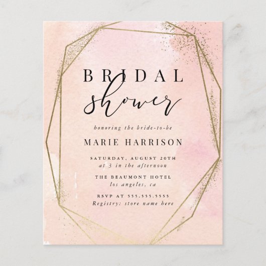 Goldenes geometrisches Brautparty in Rosa (Vorderseite)