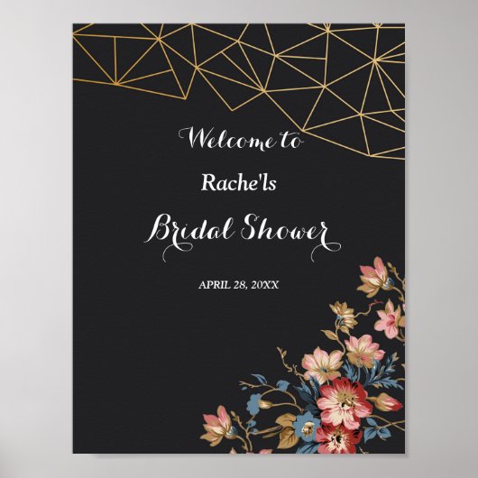 Goldenes geometrisches Brautparty Poster (Vorne)