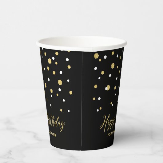 Goldenes geometrisches Confetti Erwachsener Geburt Pappbecher (Rechts)
