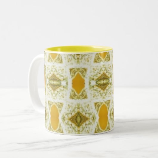 Goldenes geometrisches Design Zweifarbige Tasse (Vorderseite Links)