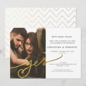 Goldenes geometrisches Foto - Einladung zum Hochze (Vorne/Hinten)