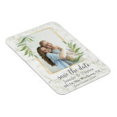 Goldenes geometrisches Foto Hochzeit speichern Sie Magnet (Rechte Seite)