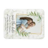 Goldenes geometrisches Foto Hochzeit speichern Sie Magnet (Horizontal)