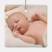 Goldenes geometrisches Foto Neue Eltern Erstes Wei Keramikornament (Rückseite)