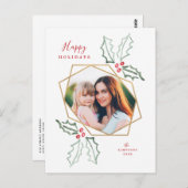 Goldenes geometrisches Foto Wasserfarbe Weihnachte Postkarte (Vorne/Hinten)