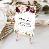 Goldenes geometrisches grünes Burgundy Floral Date Poster