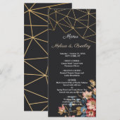 Goldenes geometrisches Hochzeitsmenü Programm (Vorne/Hinten)