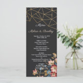 Goldenes geometrisches Hochzeitsmenü Programm (Stehend Vorderseite)