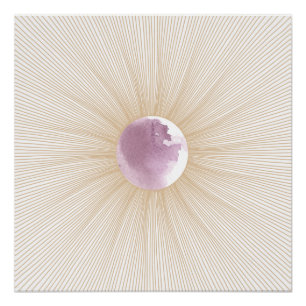 Goldenes geometrisches Lila Mondkreislaufleuchten Poster