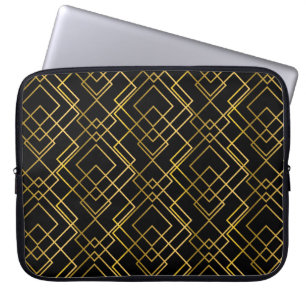 Goldenes geometrisches, nahtloses Rhombus-Muster. Laptopschutzhülle