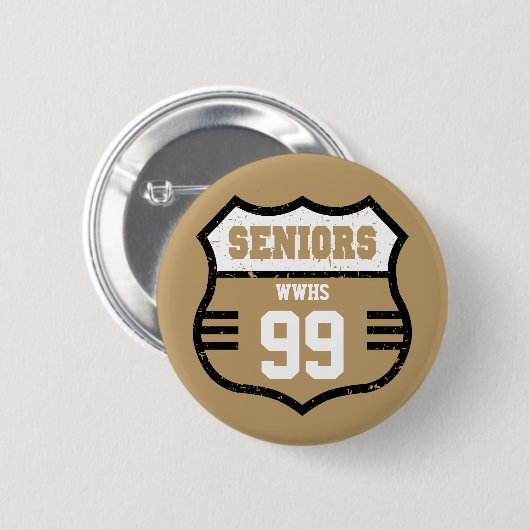 Goldenes geplagtes Seniorenzeichen Button (Vorne & Hinten)