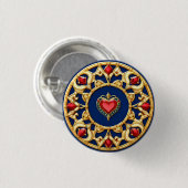 Goldenes Gerahmtes Herzmotiv mit Verziertem Design Button (Vorne & Hinten)