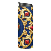 Goldenes Gerahmtes Herzmotiv mit Verziertem Design Thermosbecher (Nach rechts gedreht)