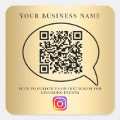 Goldenes Geschäftsname QR-Code Instagram Quadratischer Aufkleber (Vorderseite)