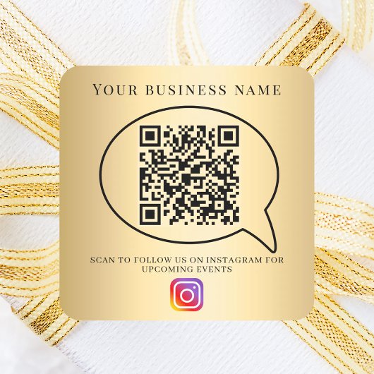 Goldenes Geschäftsname QR-Code Instagram Quadratischer Aufkleber